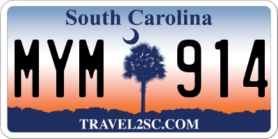 SC license plate MYM914