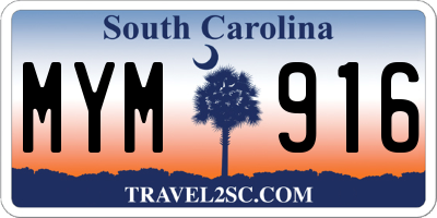 SC license plate MYM916