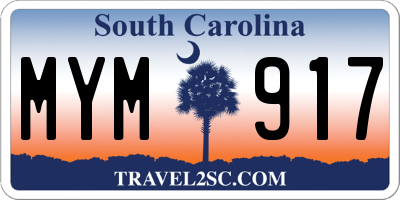 SC license plate MYM917