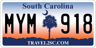 SC license plate MYM918