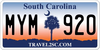SC license plate MYM920