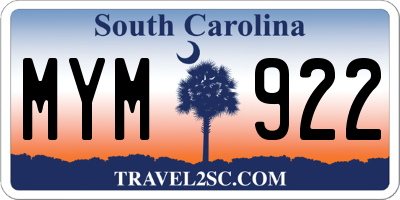 SC license plate MYM922