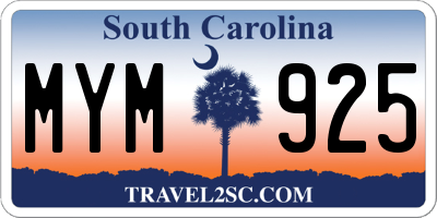 SC license plate MYM925