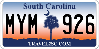 SC license plate MYM926