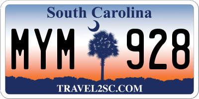 SC license plate MYM928