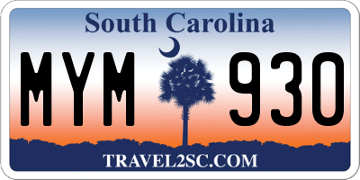 SC license plate MYM930