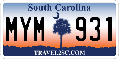 SC license plate MYM931