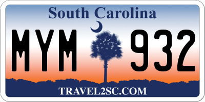 SC license plate MYM932