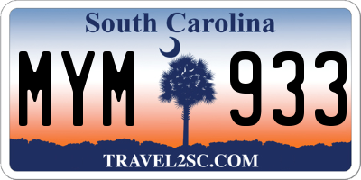 SC license plate MYM933
