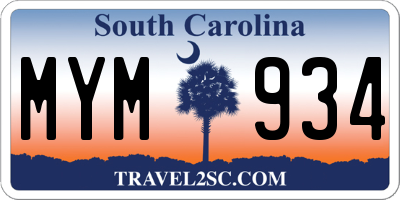 SC license plate MYM934