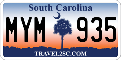 SC license plate MYM935