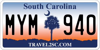 SC license plate MYM940
