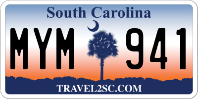 SC license plate MYM941