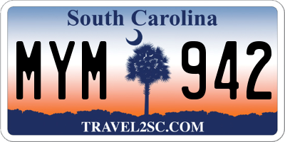 SC license plate MYM942