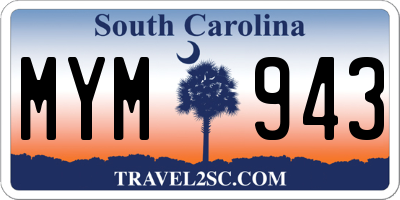 SC license plate MYM943