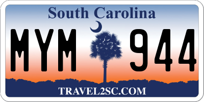 SC license plate MYM944