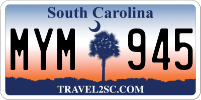SC license plate MYM945
