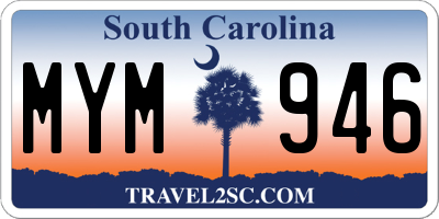 SC license plate MYM946