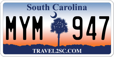 SC license plate MYM947