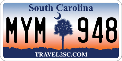 SC license plate MYM948