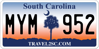 SC license plate MYM952