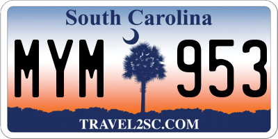 SC license plate MYM953