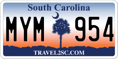 SC license plate MYM954