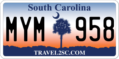 SC license plate MYM958
