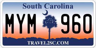 SC license plate MYM960