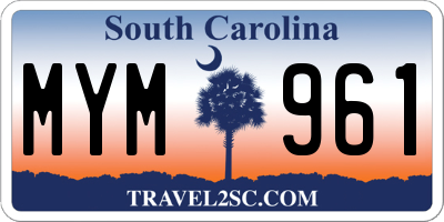 SC license plate MYM961