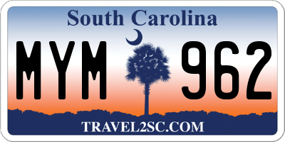 SC license plate MYM962