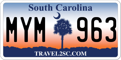 SC license plate MYM963