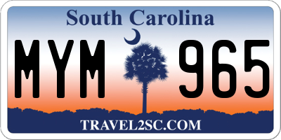 SC license plate MYM965