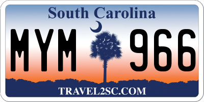 SC license plate MYM966