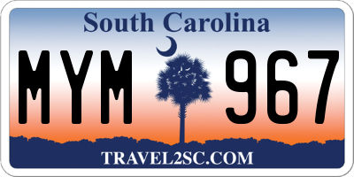 SC license plate MYM967