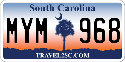 SC license plate MYM968
