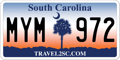 SC license plate MYM972