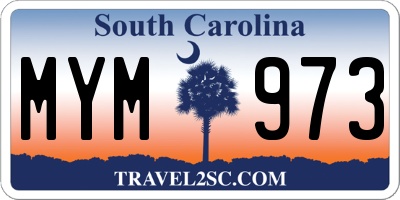 SC license plate MYM973