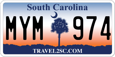 SC license plate MYM974
