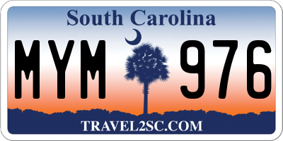 SC license plate MYM976