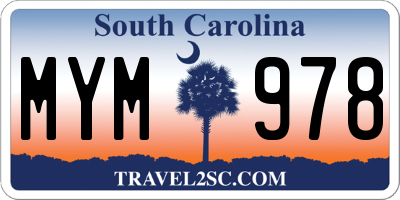 SC license plate MYM978