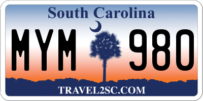 SC license plate MYM980