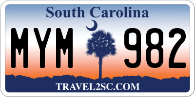 SC license plate MYM982