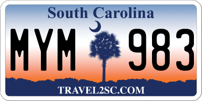 SC license plate MYM983