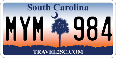SC license plate MYM984