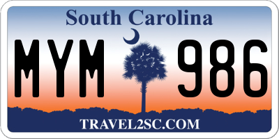SC license plate MYM986