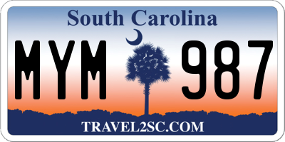 SC license plate MYM987