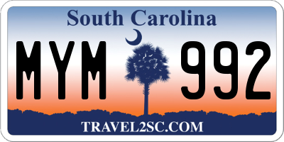 SC license plate MYM992