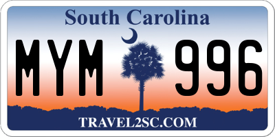 SC license plate MYM996