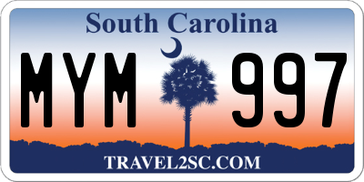 SC license plate MYM997